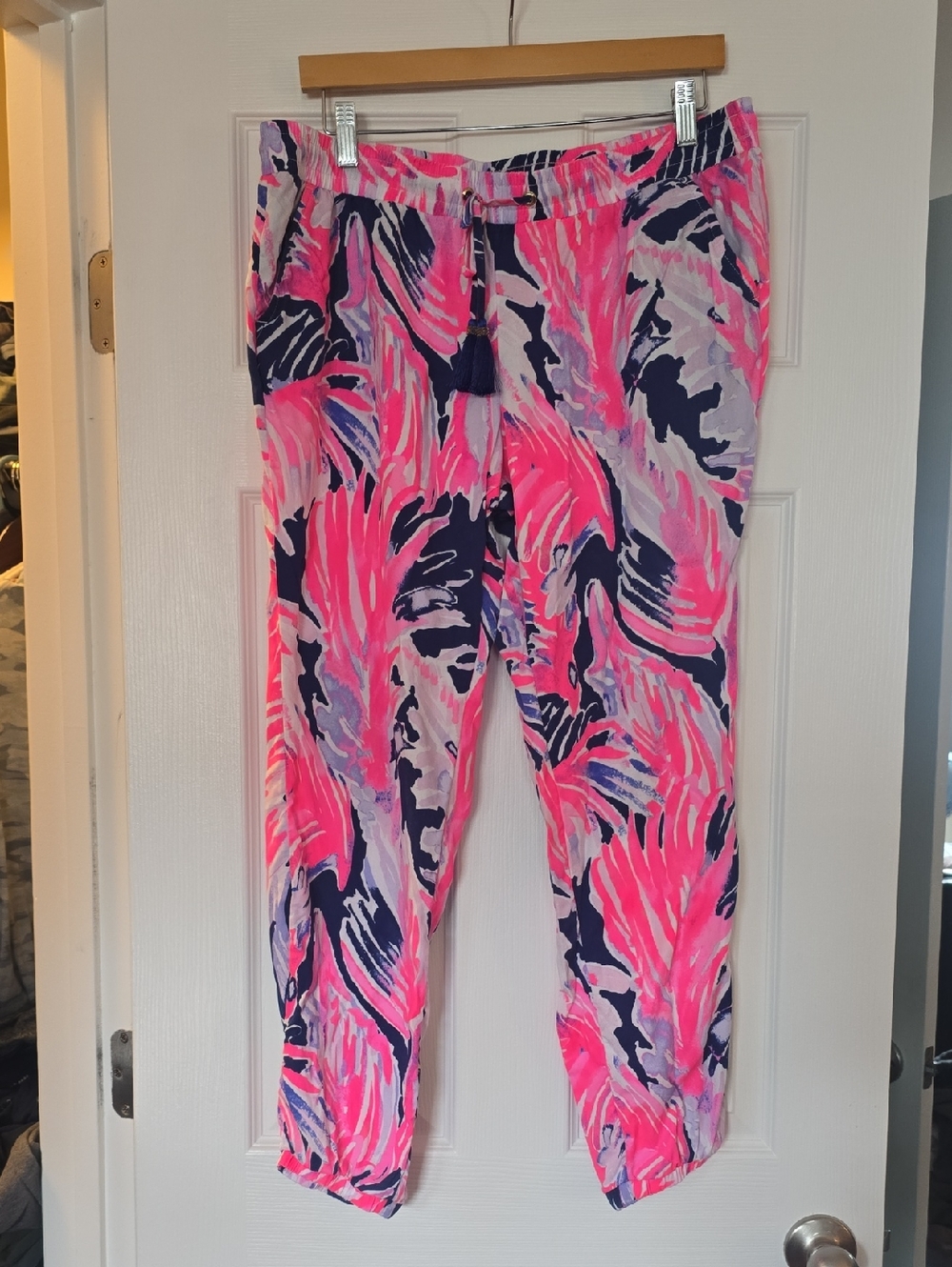 Lilly Pulitzer Pink And Navy Jogger Pants